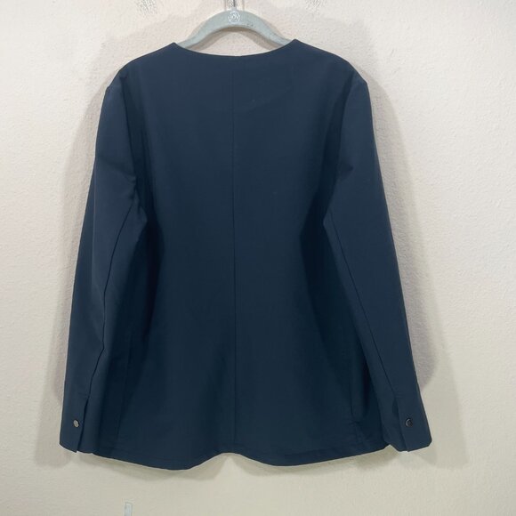 ADAY Blazer Strategy  Large Collarless‎ in Midnight Blue One Snap Button  V-Neck - Picture 3 of 8